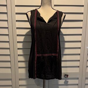 LOFT Black Sleeveless Blouse with Red Stitching
